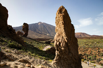 Fototapeta na wymiar roques de Garcia stone and Teide mountain volcano in the Teide National Park Tenerife Canary Islands Spain