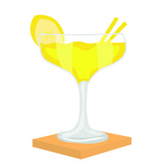Glass of tasty daiquiri cocktail on white background