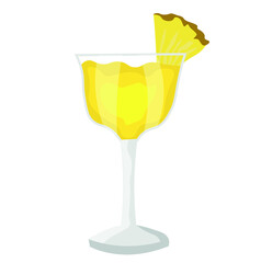 Glass of tasty pineapple daiquiri cocktail on white background