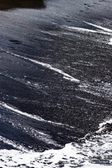 abstract wall art of black sand and sea waves