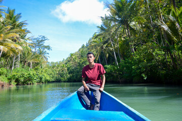 maron river and a young man