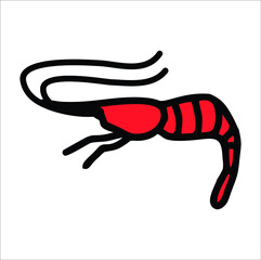 shrimp doodle coloring book vector design illustration line art