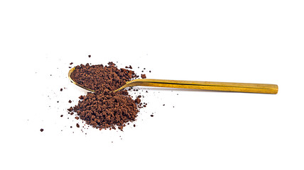  spoon of ground coffee on white background,isolated