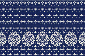 Blue and beige damask vector seamless pattern. Vintage, paisley elements. Traditional, Turkish motifs. Great for fabric and textile, wallpaper, packaging or any desired idea.