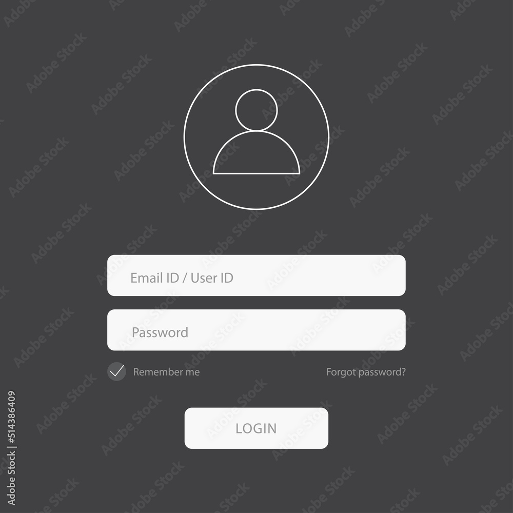 Aufkleber flat login form design with lock icon on black background. vector.