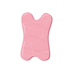 trendy gua sha scraper made of natural stone, massager for facial care. Vector illustration skin care concept.