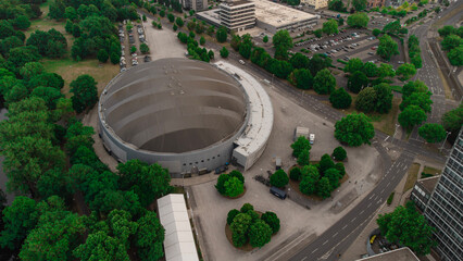 aerial view of a city - volkswagen halle