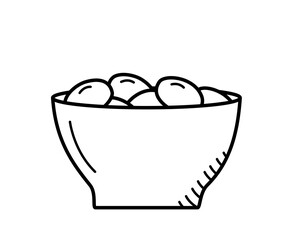 Olives in a bowl, vector illustration of olives in a deep plate.