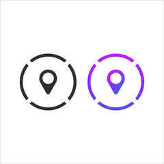 Location pin icon button, in solid and gradient color