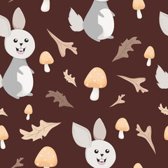 seamless pattern with cute bunny rabbit background
