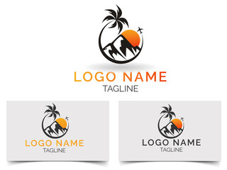 Tour company creative logo design. travel agency logo. beach logo  