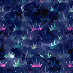 Mermaid Glitter Texture - Watercolor Crown , Watercolor Background, Abstract Background