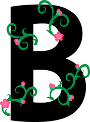 Letter B with graceful branches and flowers
