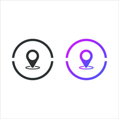 Location pin icon button, in solid and gradient color