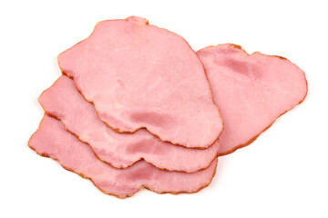 Hot stuffed pork ham slices, isolated on white background.