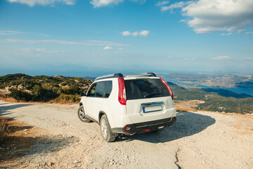 Fototapeta na wymiar suv car travel concept Lefkada island Greece