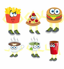 Set of food cartoon character, made by 11 year old boy.
