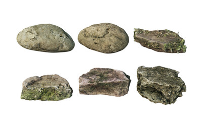 Rocks on a white background.