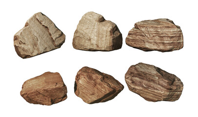Rocks on a white background.