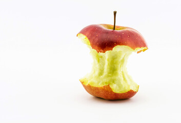 Fresh apple core on a white background.