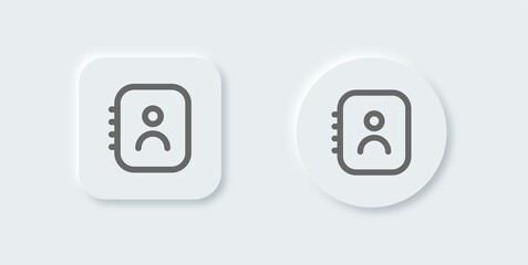Contact book line icon in neomorphic design style. Adress book or phone book symbol vector.