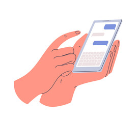 Smartphone in hand. Vector illustration.