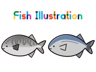 シンプルでかわいい魚のイラスト（サバとサンマ）