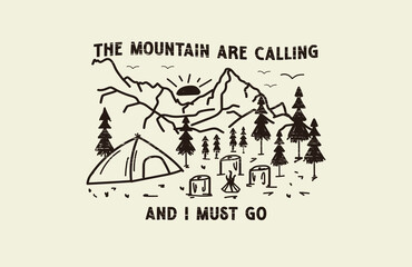 the mountain are calling and i must go nature vintage distress vector