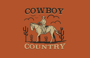 Cowboy Country Desert Vintage Distress Vector