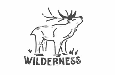 Deer Into Wilderness Minimal Vintage Distress Effect Vector