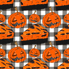 Fototapeta premium Seamless pattern for Halloween. Bakery seamless pattern. Wrapping paper pattern.