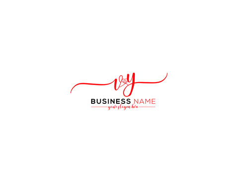 Minimal VY Logo Icon, Signature Vy yv Logo Letter Vector Love Heart For You