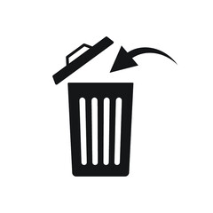 Trashcan icon. Flat illustration in black on white background