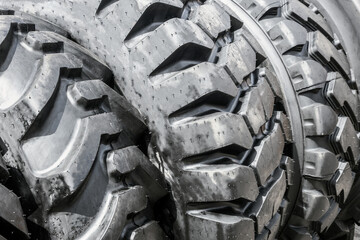 the texture of rubber tires from large trucks