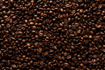 coffee bean texture, background, flat lay 