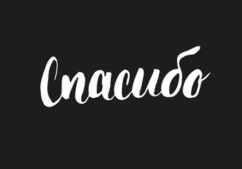 Thank you, lettering quote in Russian, hand drawn calligraphic sign. Vector illustration