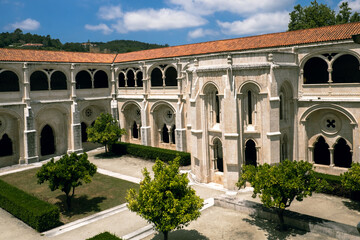 Fototapeta premium The details of medieval baroque architecture and the facade of gothic monastery in Portugal
