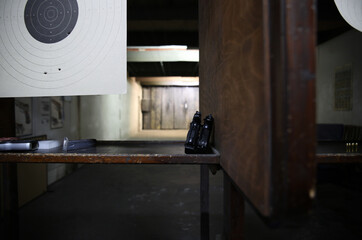 Weapons and bullets in a shooting club