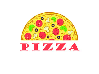 Vector graphics Seamless pattern with image of pizza and tomato