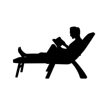 recommend clip art: Vector illustration with summer vacation as a motif ( silhouette man sitting on the beach side )