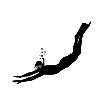 recommend clip art: Vector illustration with summer vacation as a motif ( silhouette man snorkeling )