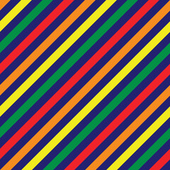 Red, Orange, Yellow and Green color strip on dark blue background. Pattern diagonal stripe seamless for graphic design, fabric, textile, fashion.
