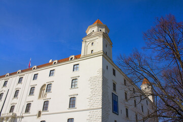 Fortifications of Bratislava Castle in sunny day	
