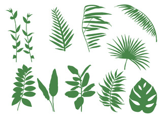 A set of blades of grass and leaves (10 pieces)
