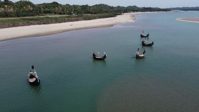 Aerial Shot of Fishing Boats in Cox's Bazar, Bangladesh