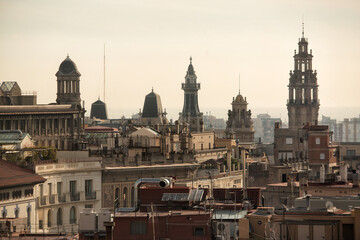 Elevated viewpoit over the skyline of the centre of Barcelona