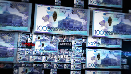 Fototapeta premium Kazakhstan Tenge growing pile of money concept 3d illustration