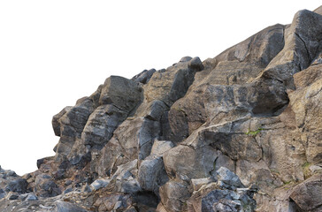 Rocks and rough surfaces on a white background