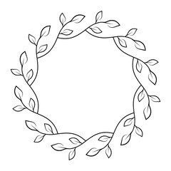 Cute decorative round leaves wreath vector art