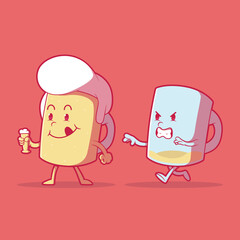 Cool beer mug characters vector illustration. Weekend, celebration, funny design concept.